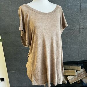 Tart Collections Brown Metallic Drop Shoulder Cross Back Top